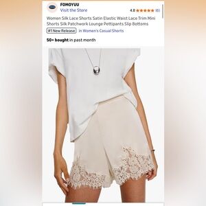 Silk Lace Trim Mini Shorts